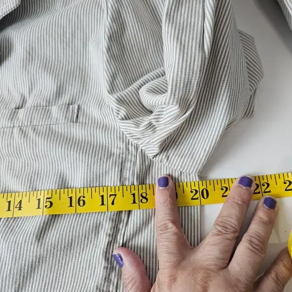 Talbots Blazer Women 8 Beige White Seersucker Stretch Cotton Jacket Button Front - Picture 7 of 9